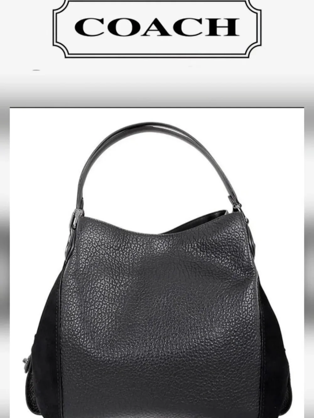Coach Women's Edie 42 Dark Antique Nickel / Black Leather Shoulder Bag - Picture 1 of 13